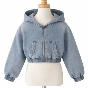 GAP Light Blue Hooded Denim Crop Jacket for Kids